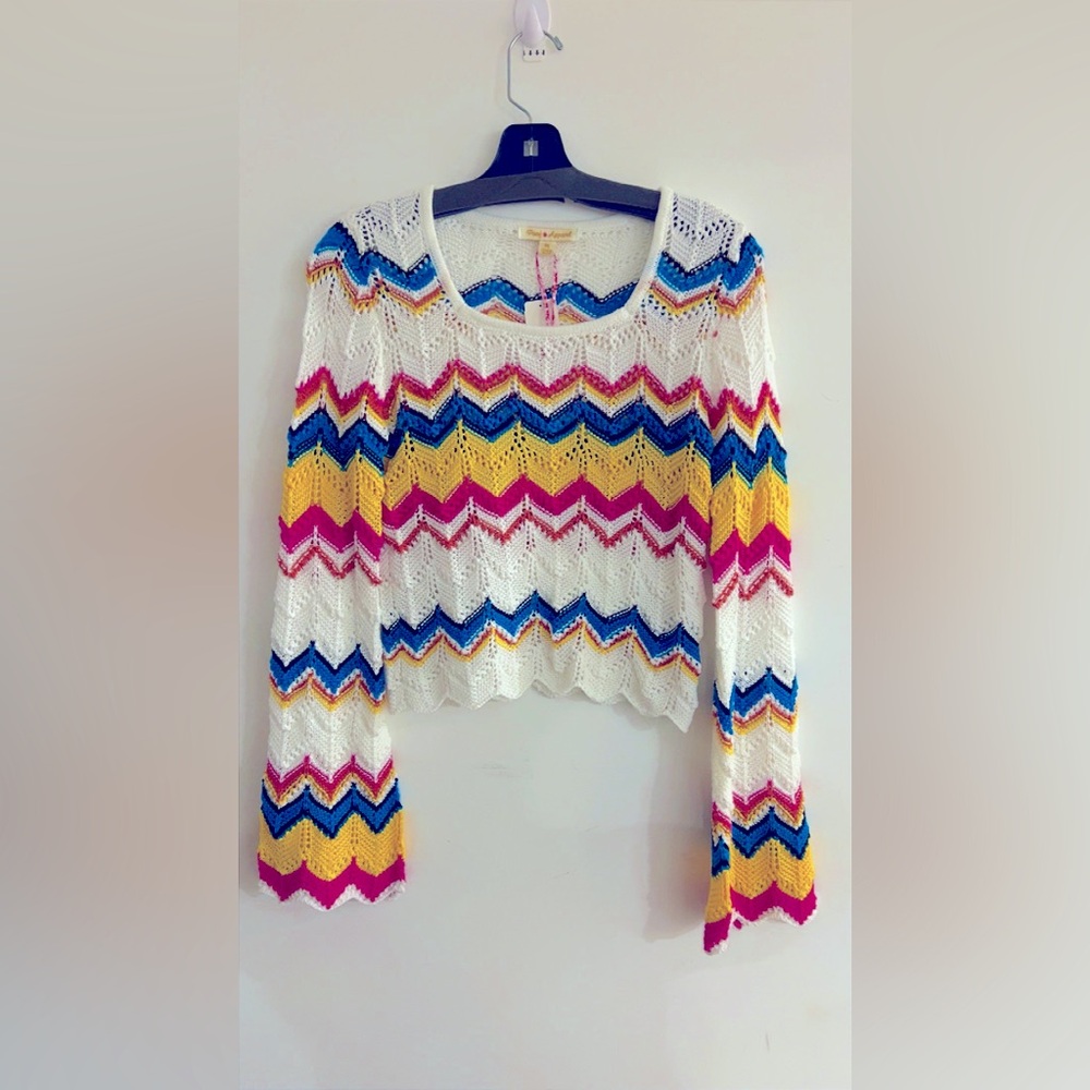 Poof Apparel Colorful Chevron Knit women Sweater size medium
